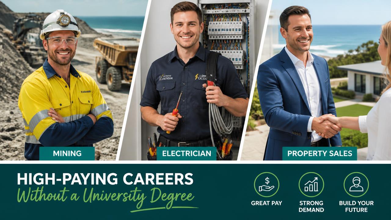 Featured image for the article "The Highest Paying Jobs You Can Get Without A Degree". Commission sales, resources work and licensed trades regularly beat degree-qualified salaries — with no student debt.