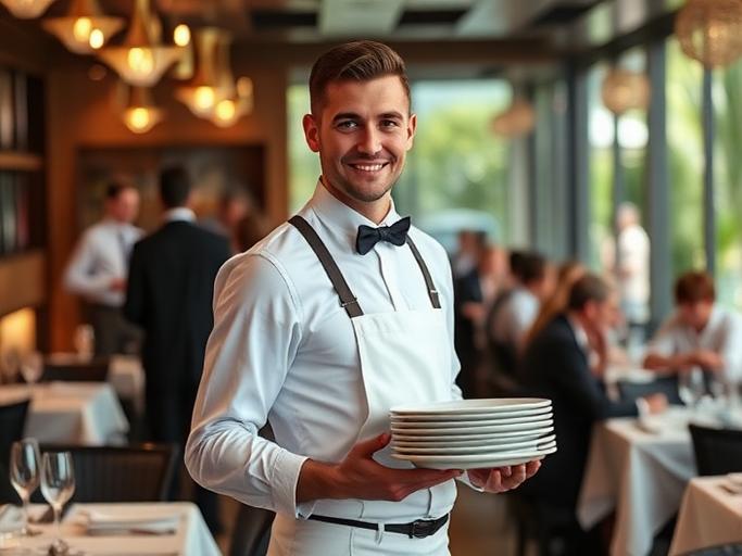 Restaurant Waiter at work — Images and Photos created by jobs-rank.com